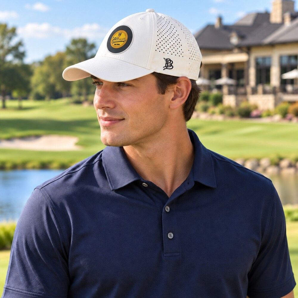 Branded Bills Barrington White Breathable Perforated BaseballCap Golf Hat 1 Size